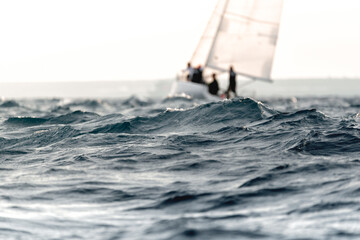 Sailing adventure on wavy seas