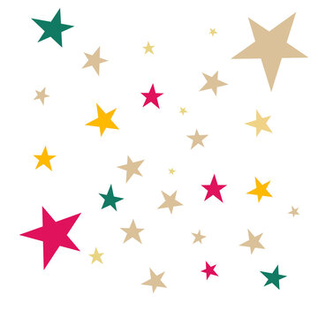 Stelle multicolor di varie dimensioni su sfondo trasparente