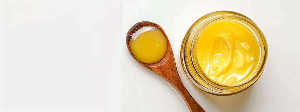 ghee in a jar on a white background