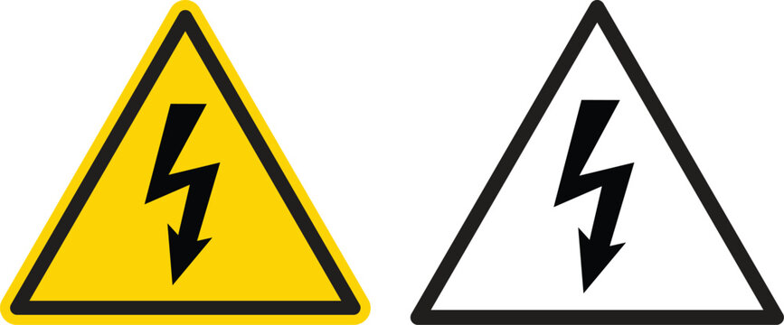 High voltage danger symbol icon set in two styles . Danger symbol vector