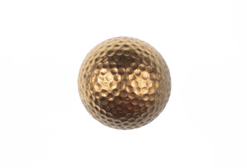 golden golf ball isolated on white background