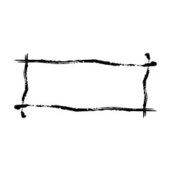 Frame rectangle elongated texture element, outline border grunge shape icon, decorative doodle for design in vector illustration
