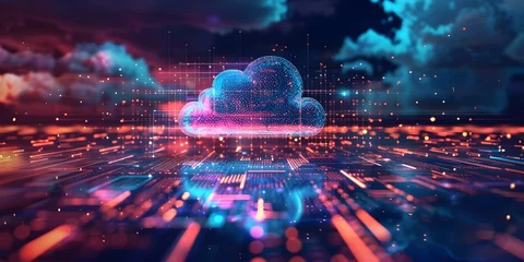 Fototapeten Cloud storage service with endt. Concept Secure Data Storage, Cloud Computing, Data Protection, End-to-End Encryption, Private File Sharing © Ян Заболотний