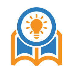book, light bulb, idea, open book, creative, open book with light bulb icon