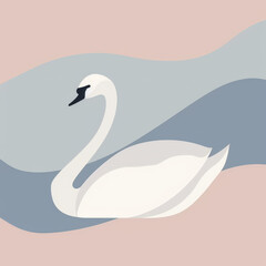 Fototapeta premium Swan: A Pastel Minimalist Vector Illustration