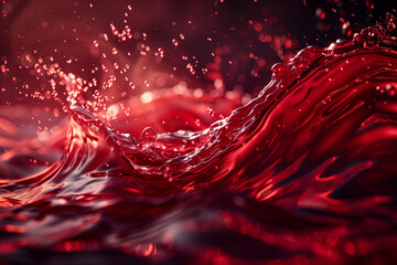 red wine liquid pouring as a splash against black background photo - obrazy, fototapety, plakaty