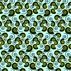 Seamless vector pattern with trendy elements of snails and springs