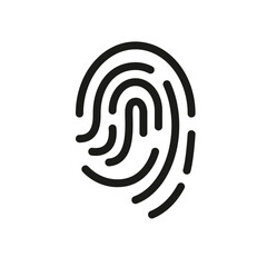 Fingerprint icon for web, mobile, promo, signifies evidence, investigations. Fits law, justice themes. Single outline, vector illustration