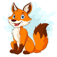 Cartoon happy fox isolated on white background