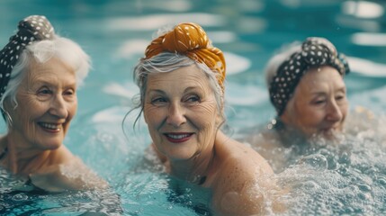 Active lifestyle older adults: healthy journey powerful benefits of fitness for retirees, fostering health, vitality, well-being in golden years. fitness, exercise, wellness vibrant fulfilling life. - obrazy, fototapety, plakaty