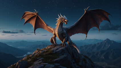 dragon in the sky, dragon flying in the sky