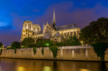 Fototapeta premium Notre Dame Cathedral in Paris at night