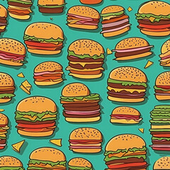 burger pattern illustration background