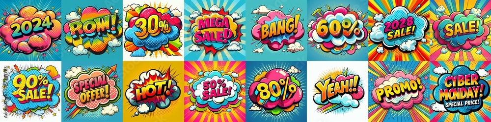 Wall mural sale stickers pop art style. ai generated illustration