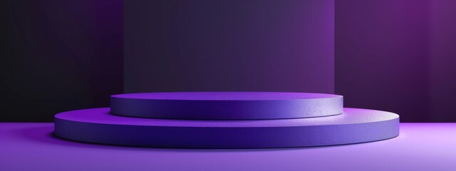 Background podium 3D product platform stage studio abstract light display. 3D background podium scene pedestal room stand violet neon blue minimal purple pastel floor modern geometric wall render show