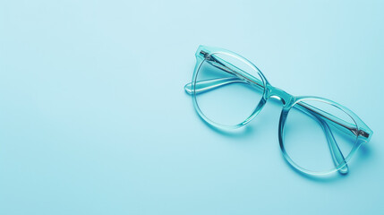 Óculos isolado no fundo azul claro  - obrazy, fototapety, plakaty