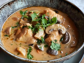 A Delicious Chicken Massaman Dish Infused with Tea Tree Mushrooms