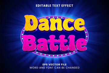 Dance battle neon glow editable vector text effect - obrazy, fototapety, plakaty