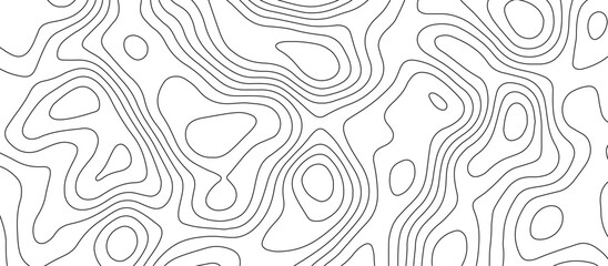 Abstract topographic map patterns, topography line map. The black on white contours topography stylized height of the lines. cotour map and line terrain path. Linear graphics. Vector illustration.