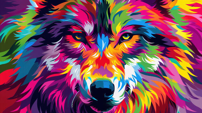 wolf head vector Paint Color Texture AI Generative