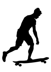 Silhouette athletes of skates on white background  