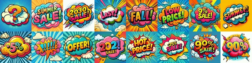 Foto auf Alu-Dibond Sale stickers pop art style. AI generated illustration © vector_master