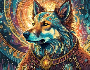 animal, spirit, shamanism, personal, companion, animal form, loyal, personal companion, loyal companion, dog  - obrazy, fototapety, plakaty