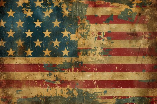 Vintage Grunge American Flag. Patriotic Background for 4th of July, Memorial Day, Labour Day, Veteran's Day and more