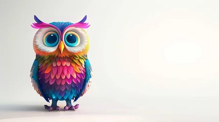 Foto op Canvas colorful owl on a white background © Ghulam Nabi