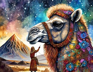 animal, spirit, shamanism, personal, companion, animal form, loyal, personal companion, loyal companion, camel, dromedary - obrazy, fototapety, plakaty