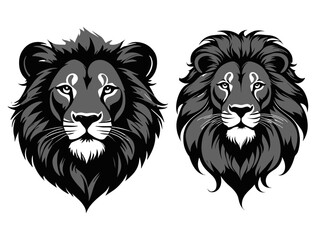 Set of a lion head silhouette vector