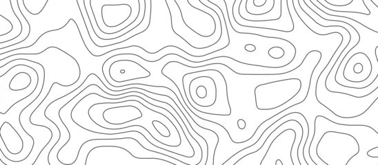 Fotobehang Abstract topographic map patterns, topography line map. The black on white contours topography stylized height of the lines. cotour map and line terrain path. Linear graphics. Vector illustration. © Marco