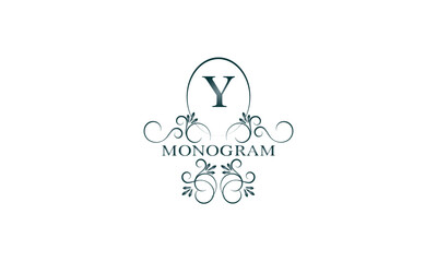 Elegant logo with initial Y. Vintage monogram for business sign, fashion boutique, hotel brand. Vector illustration