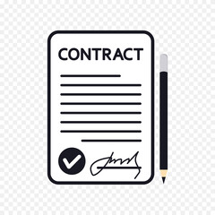 Contract. Contract agreement with stamp, document symbol.