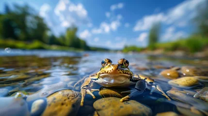 Foto op Canvas A cute frog in the water © IgnacioJulian