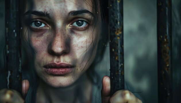 Despair behind bars: female prisoner's gaze