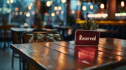 restaurant with sign on reserved