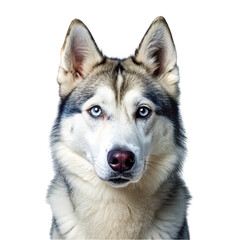 Obraz premium Portrait gray husky dog isolated on transparent background