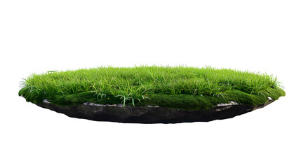 Fototapeta premium grass green circle land ground floor garden or garden earth soil land layer and green grass floor circle section land isolated on white background. 3d illustration render