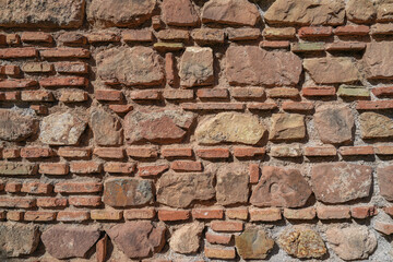 Old brick wall textures of the Alcazaba Palace in Malaga