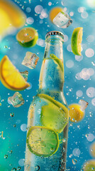lemon and lime drink, bottle shoot with condensation