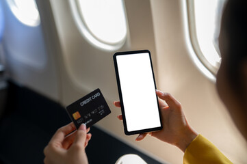 Close-Up of Online Payment on Airplane