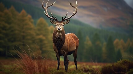 A young Red deer stag. - obrazy, fototapety, plakaty