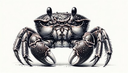 Black and white illustration of a crab - obrazy, fototapety, plakaty
