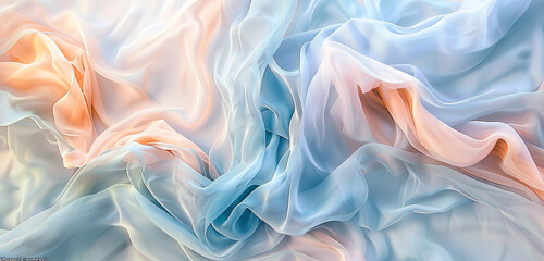 Delicate pastel hues of baby blue and peach intertwine, crafting an ethereal symphony of color.