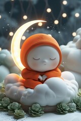Obraz premium Minimalist character practicing minimalist sleeping habits for restful nights. minimal 3D illustrate