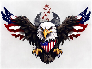 Eagle with USA flag logo design