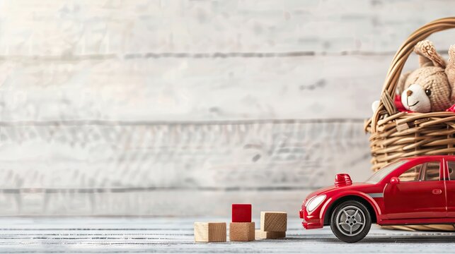 vibrant colors and textures of the toys against the white background.