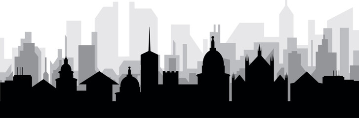 Obraz premium Black cityscape skyline panorama with gray misty city buildings background of FLORENCE, ITALY