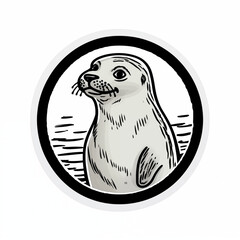 fur seal, sticker on a white background